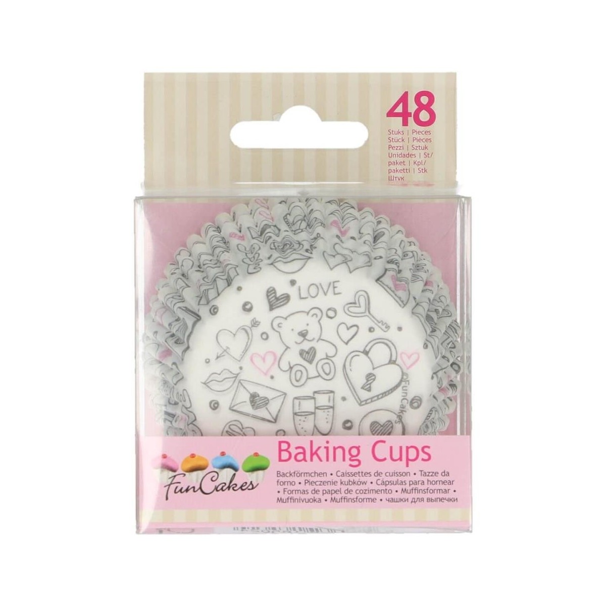 FUNCAKES CAISSETTE CUPCAKE THEME AMOUR 48 PCES