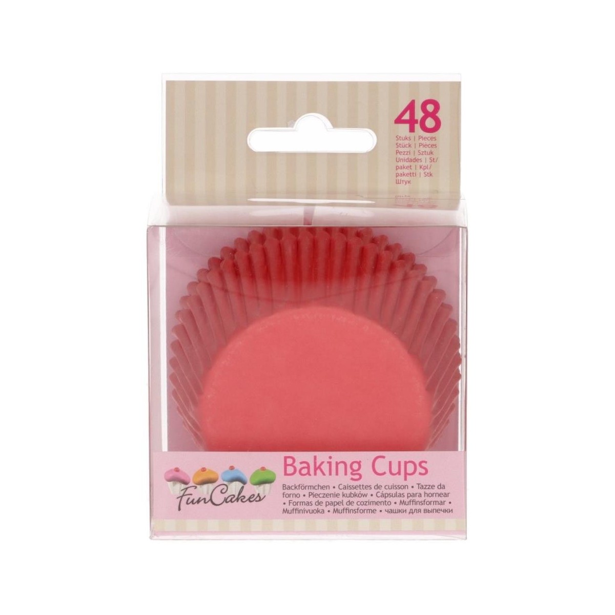 FUNCAKES CAISSETTE CUPCAKE ROUGE 48 PCES