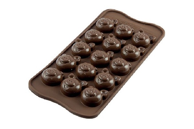 MOULE A PRALINE EN SILICONE BRUN PIGS SCG35