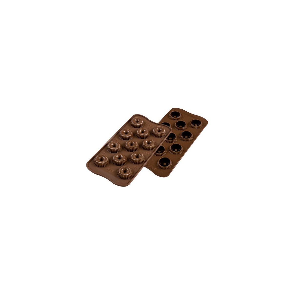 MOULE A PRALINE 3D CHOCO CROWN SCG49 EN SILICONE BRUN