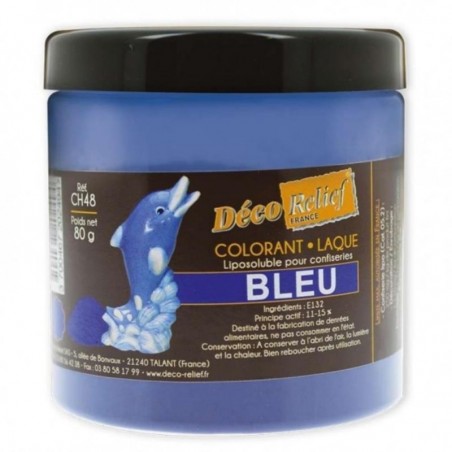 BLAUW POEDER LAK KLEURSTOF VOOR CHOCOLADE 80GR POT