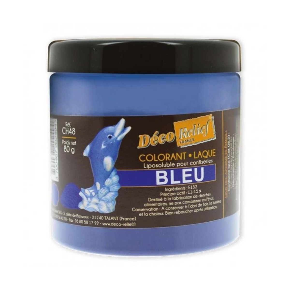 BLAUW POEDER LAK KLEURSTOF VOOR CHOCOLADE 80GR POT