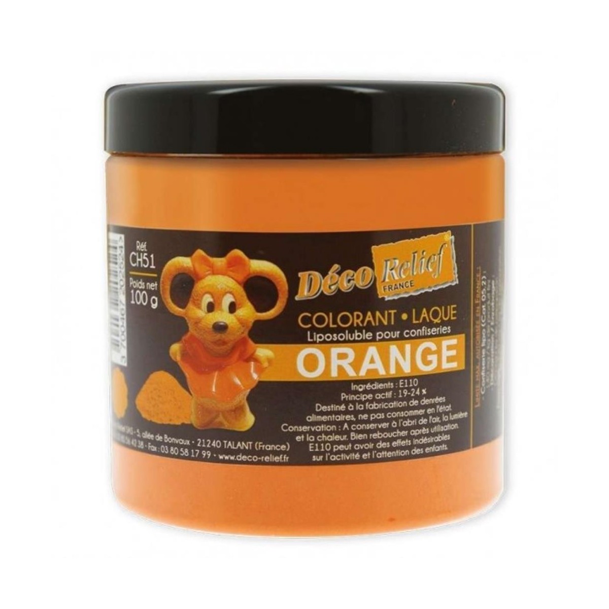 POWDERED LACQUER DYE FOR ORANGE CHOCOLATE 100GR 