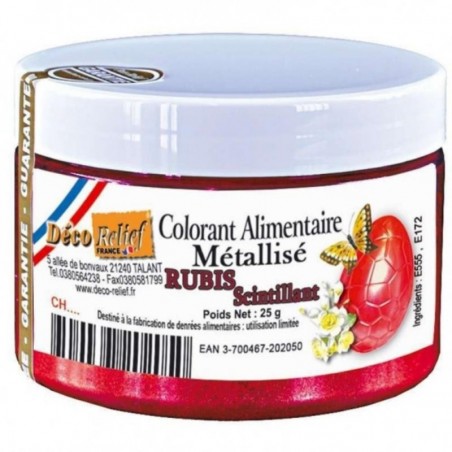 COLORANT ALIMENTAIRE EN POUDRE METALISE RUBIS SCINTILLANT 25 GR RÉAPPRO - ?