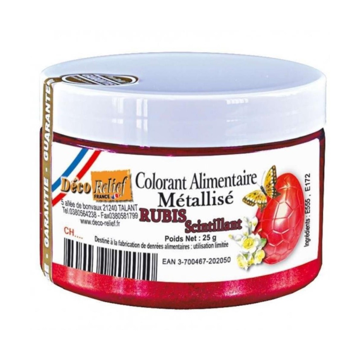 COLORANT ALIMENTAIRE EN POUDRE METALISE RUBIS SCINTILLANT 25 GR RÉAPPRO - ?