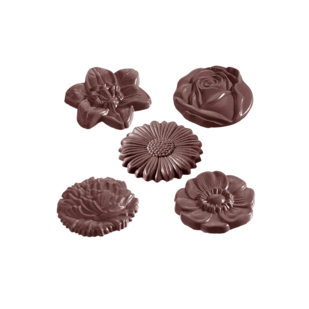 MOULE À CHOCOLAT CARAQUE FLEUR RONDE CW1048 2X5 -- 6GR