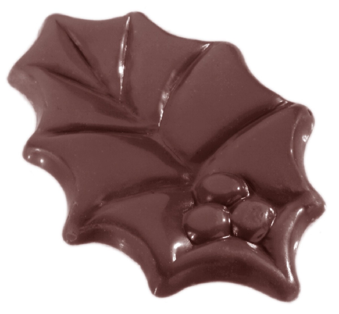 MOULE À CHOCOLAT FEUILLE DE HOUX CW1439 3X4 -- 7GR