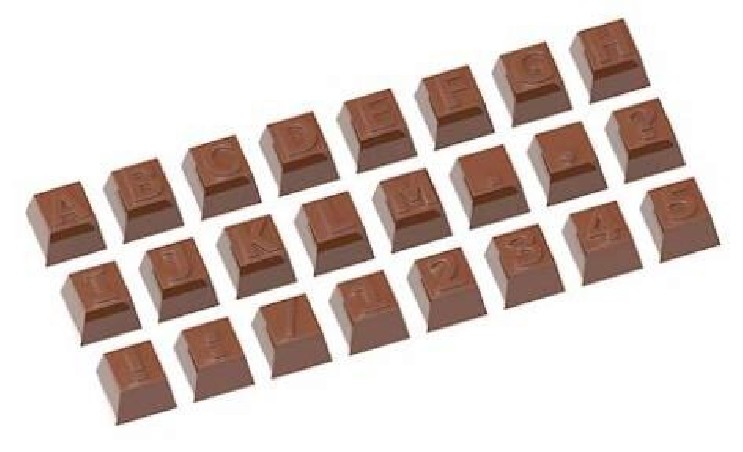 +MOULE À CHOCOLAT PARTIE 1 ALPHABET 24 FIG. CW16283X8 -- 12GR 275X135MM