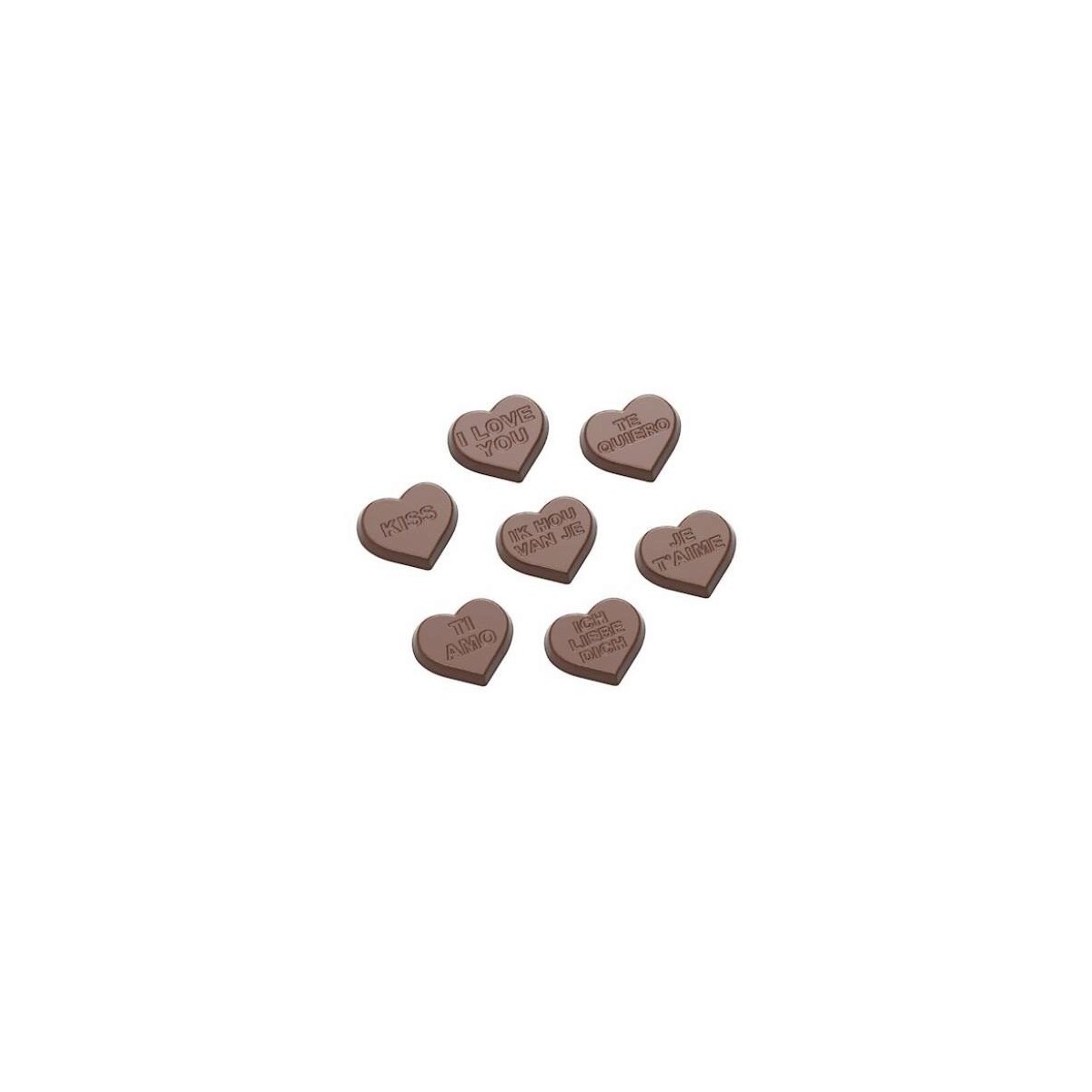 MOULE À CHOCOLAT CARAQUES COEURS 7 FIG.  CW1658 3X7 -- 4GR