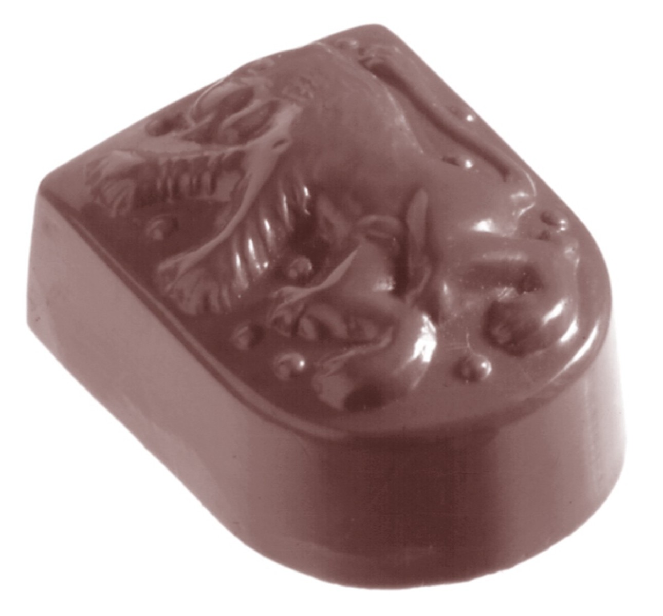 MOULE À CHOCOLAT LION SUR BOUCLIER CW2164 4X8 -- 13GR