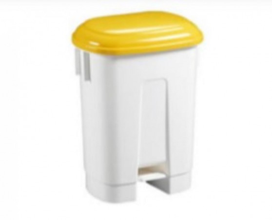 POUBELLE A/PEDALE+COUVERCLE JAUNE  ROBUSTE 60L