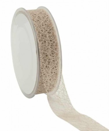 RUBAN TREILLIS CREME  25MM  20M