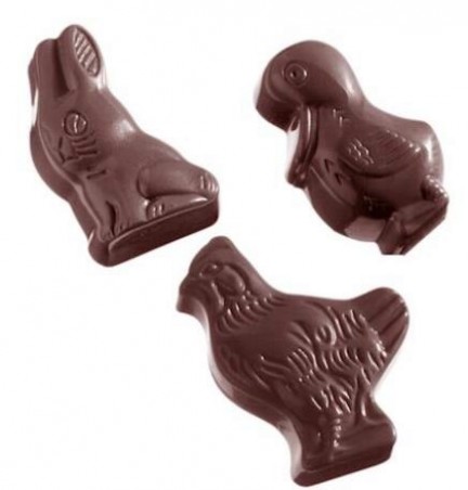 MOULE À CHOCOLAT ANIMAUX DE PÂQUES 7 FIG. CW111440X28X15MM / 3X7 -- 11GR 