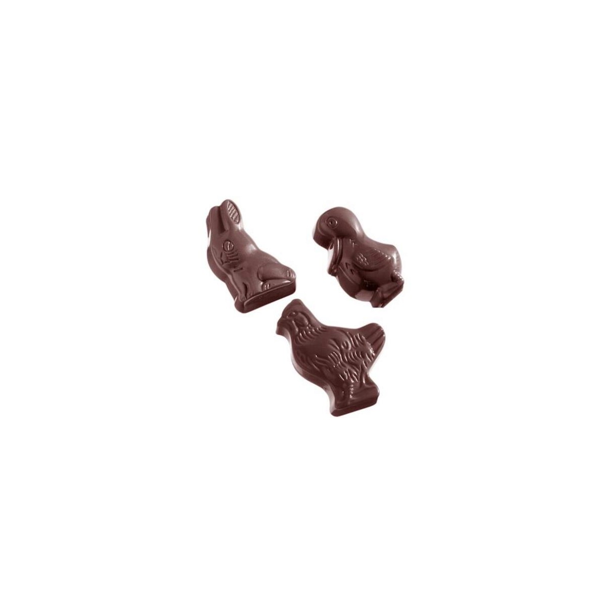 MOULE À CHOCOLAT ANIMAUX DE PÂQUES 7 FIG. CW111440X28X15MM / 3X7 -- 11GR 