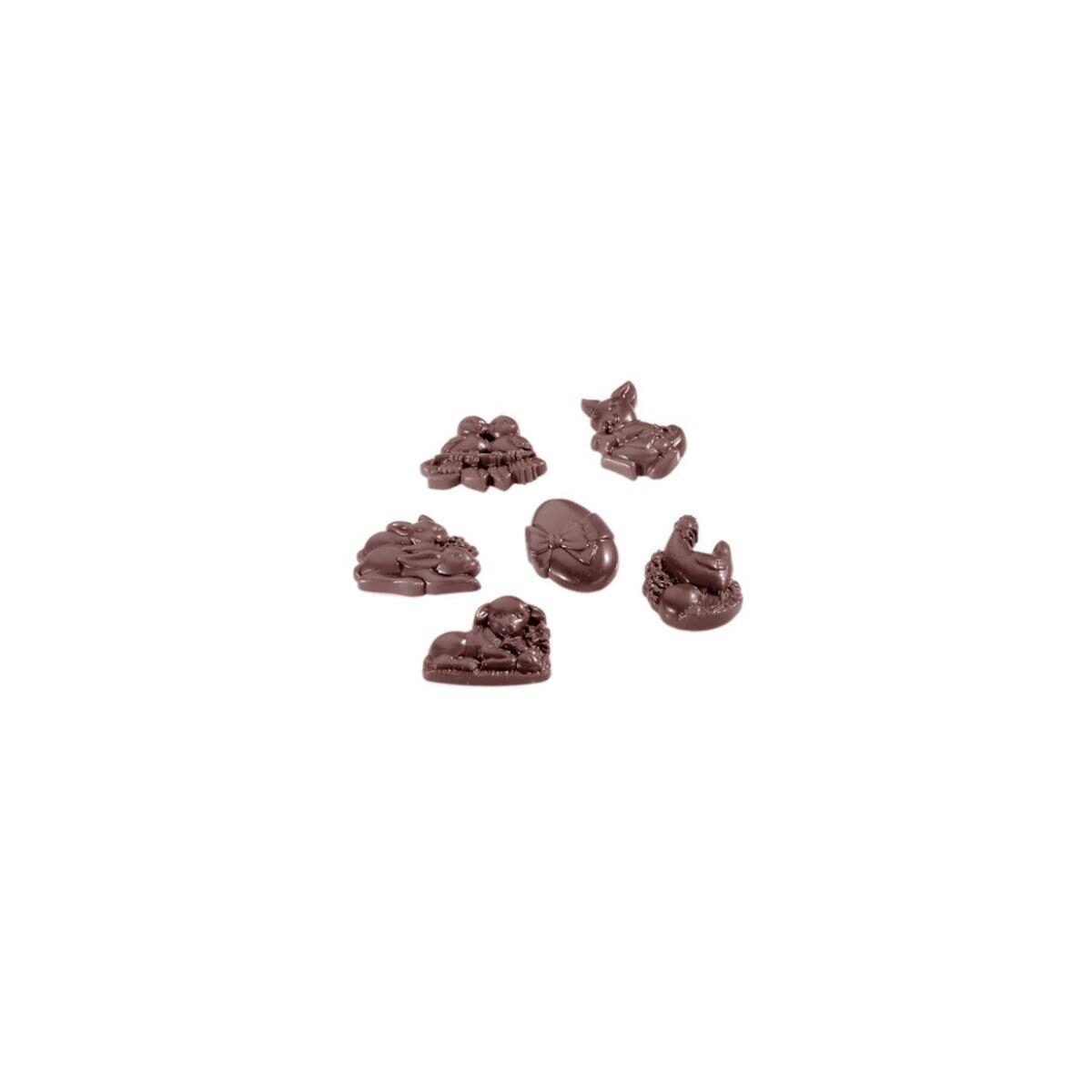 MOULE À CHOCOLAT GARNI DE PÂQUES6 FIG. CW2275 45X35XHT8MM / 4X6 -- 6GR