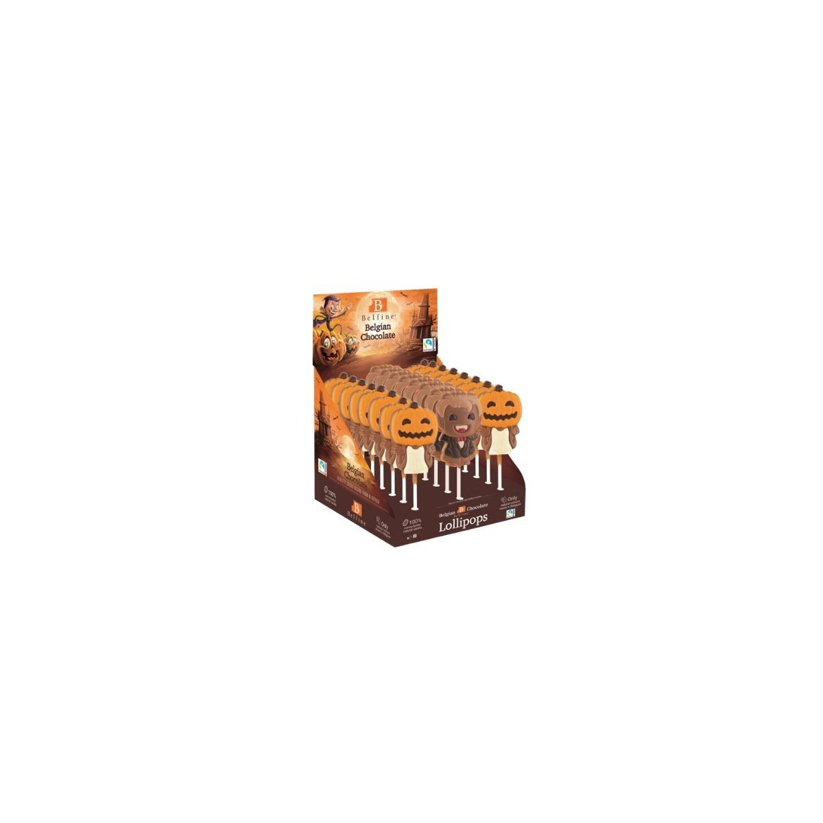 CHOCOLADE LOLLY HALLOWEEN POMPOEN-VAMPIER 16.2CM 24 X25GR 