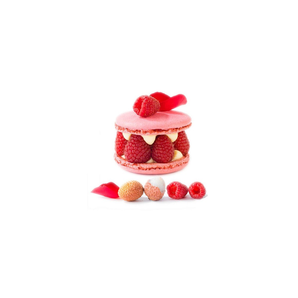 M&A MACAROONS SWEET ISPAHAN 8CM CREAM PINK LYCHEE RASPBERRY CREAM 15X100GRDISPLAY