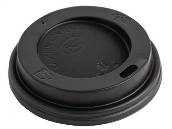 COUVERCLE NOIR GOBELET A CAFE PLAT POUR 8OZ-230ML 100 PCES