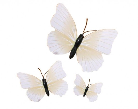 DECOR ON PICK IVORY BUTTERFLIES 3ASS 