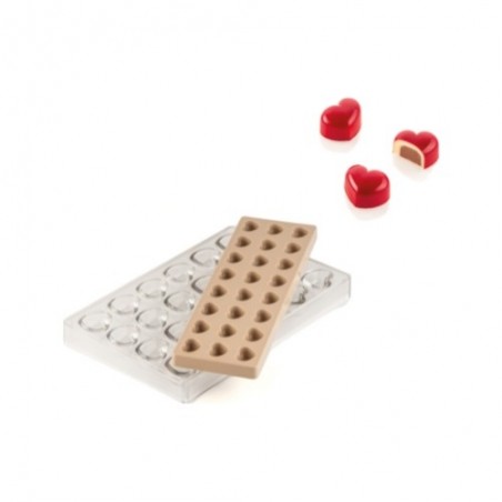 SILIKOMART KIT MOULE A PRALINES CUORE 01 CH020 TRITAN ET SILICONE 24EMP 3,5X2,7CM H1,7CM 