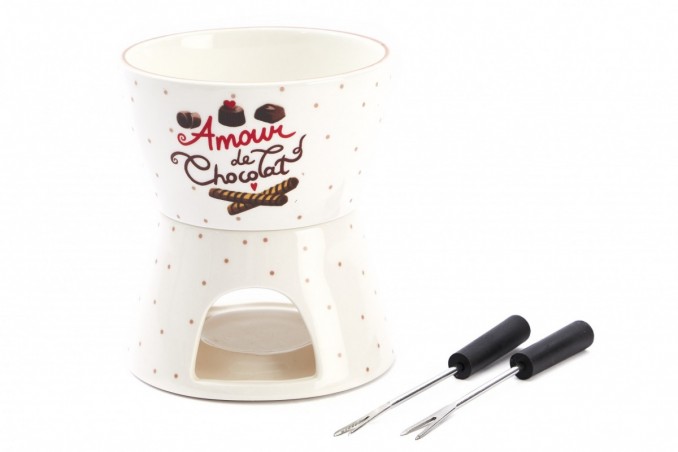 "AMOUR DE CHOCOLAT" FONDUE SET Ø10,5CM H12CM