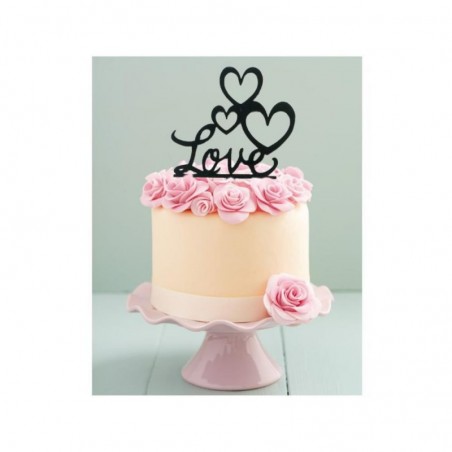 LOVE AVEC COEURS GM A PIQUER NOIR 2D 12.5CM