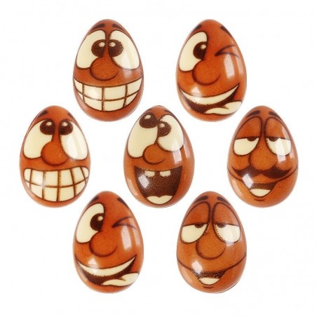 69174 EGG ASSORTMENT 3D WITH FACE 2,4X3,8CM 96PCS ON/ORDER