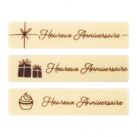 67003 PLAATJE HEUREUX ANNIVERSAIRE 10X2,2CM 60PCS OP/ORDER