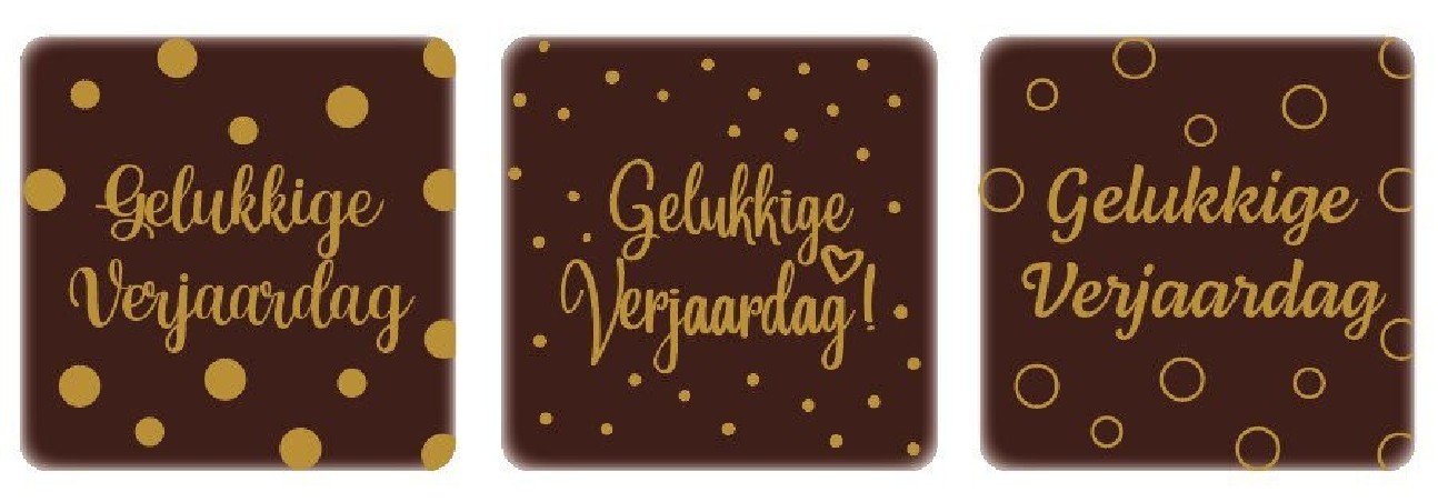 67006 VIERKANT GELUKKIGE VERJAARDAG 5X5CM 75PCS OP/ORDER