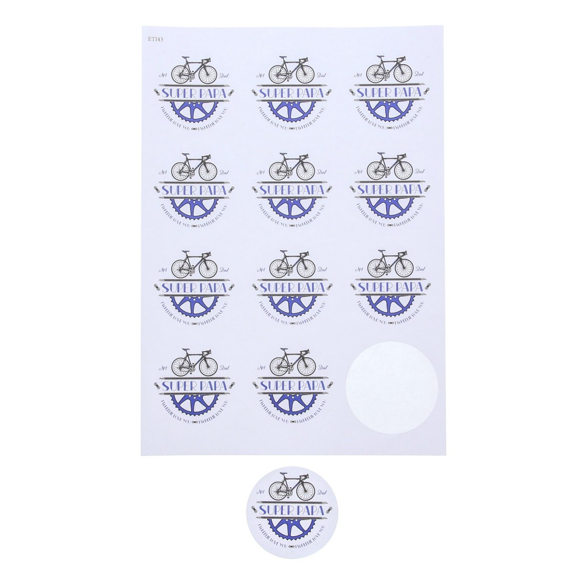 STICKER 6,35CM BIKE SUPER PAPA A4 12PCES 5 SHEETS