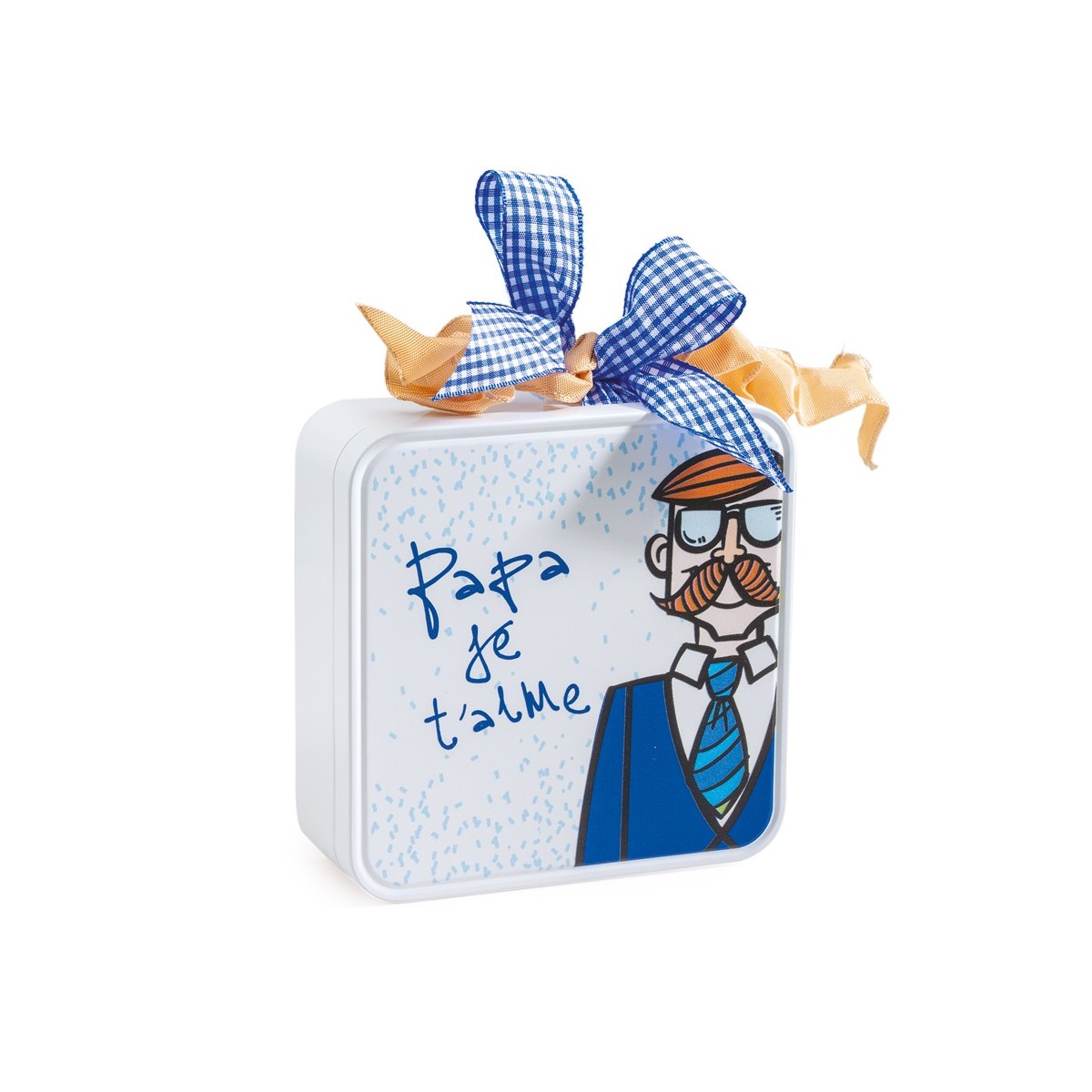 WHITE TIE BOX "PAPA JE T'AIME" 13,2X13,2XH4,5CM