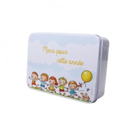 BOITE BLANCHE ENFANTS BALLON "MERCI POUR CETTE ANNEE" 12,3X9,3XH4CM