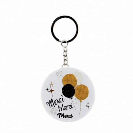 MIRROR KEYRING "MERCI" BALLOONS Ø6CM