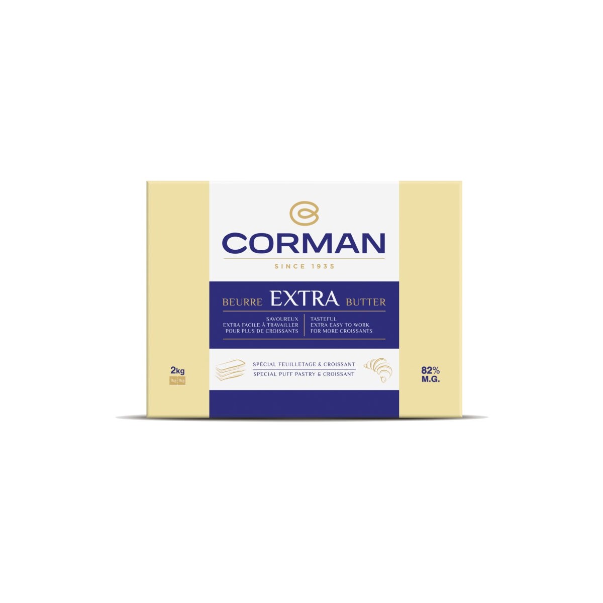 CORMAN BOTER EXTRA 82% BLADERDEEG & CROISSANT NEUTRAL 5 X 2KG 0029125 - 29777501  KG