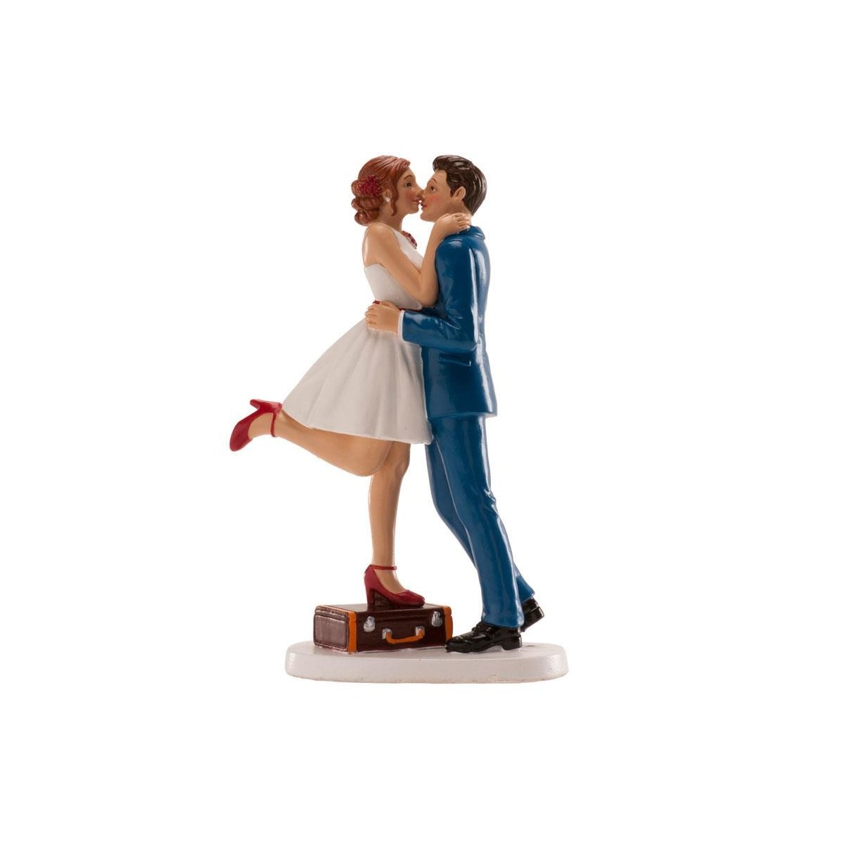 + FIGURINE COUPLE MARIES AVEC VALISE 16CM 