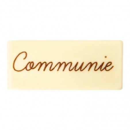 2012818 PLAQUETTE COMMUNIE 80X35MM CHOCOLAT BLANC 36PCES S/CDE