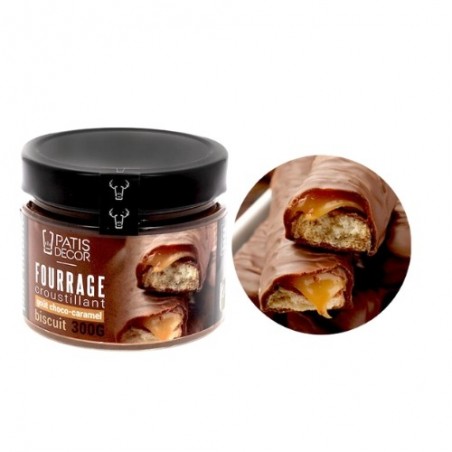 PATISDECOR CRISPY CHOCOLATE CARAMEL BISCUIT FILLING 300GR