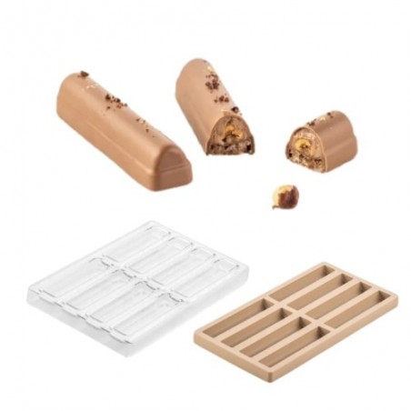 SILIKOMART TRITAN PRALINES MOULD CH016 KIT BAR VOLTA 12X2,5XH1CM + ICHB02 SILICONE MOULD