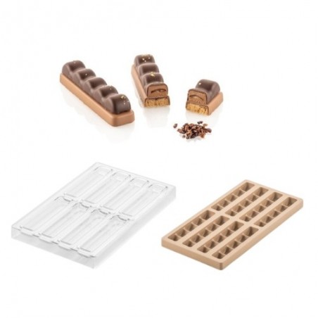 SILIKOMART TRITAN PRALINE MOULD CH016 KIT BAR DUNA 12X2,5XH1CM + ICHB03 SILICONE MOULD