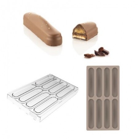 SILIKOMART PRALINE MOULD TRITAN CH028 KIT BAR VULCANO 12X2,5XH1CM + ICHB06 SILICONE MOULD