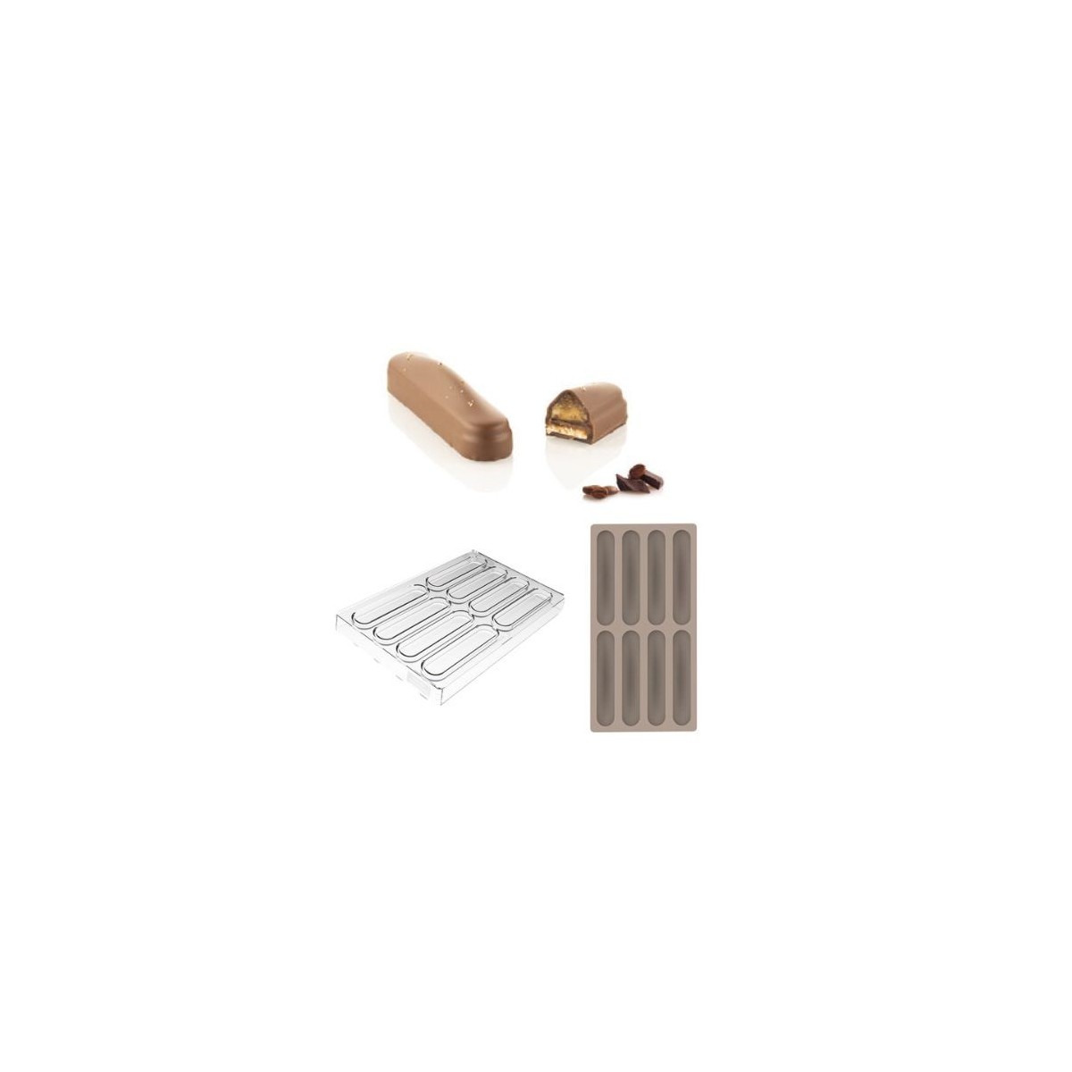 SILIKOMART PRALINE MOULD TRITAN CH028 KIT BAR VULCANO 12X2,5XH1CM + ICHB06 SILICONE MOULD