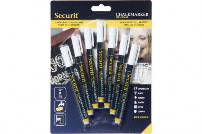 SECURIT SET 7 FEUTRES CRAIE 1-2MM BLANC