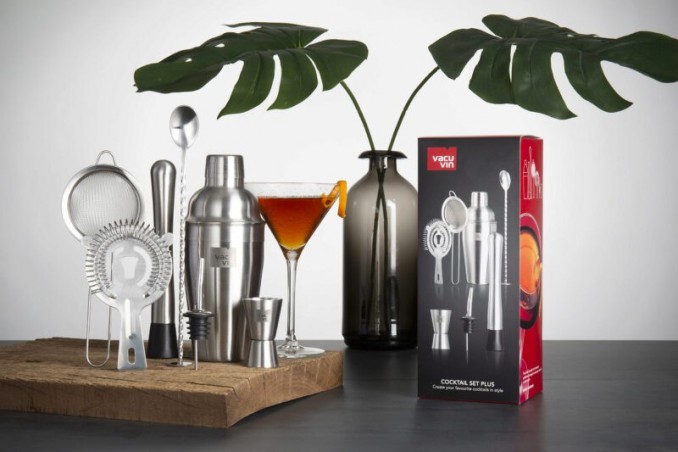 VACU VIN COCKTAIL SET PLUS SHAKER+DOSEUR+PILON+CUILLERE+TAMIS+PASSOIRE+BOUCHON VERSEUR