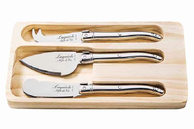 LAGUIOLE SET 3 COUTEAUX FROMAGE INOX (COFFRET BOIS