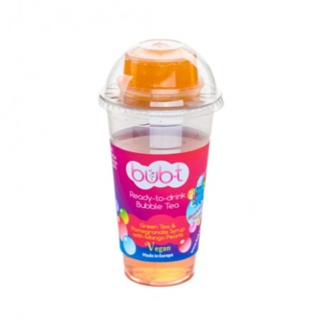 BUB-T GROENE THEE OP SMAAK GEBRACHT MET GRANAATAPPEL EN MANGOPARELS 460ML