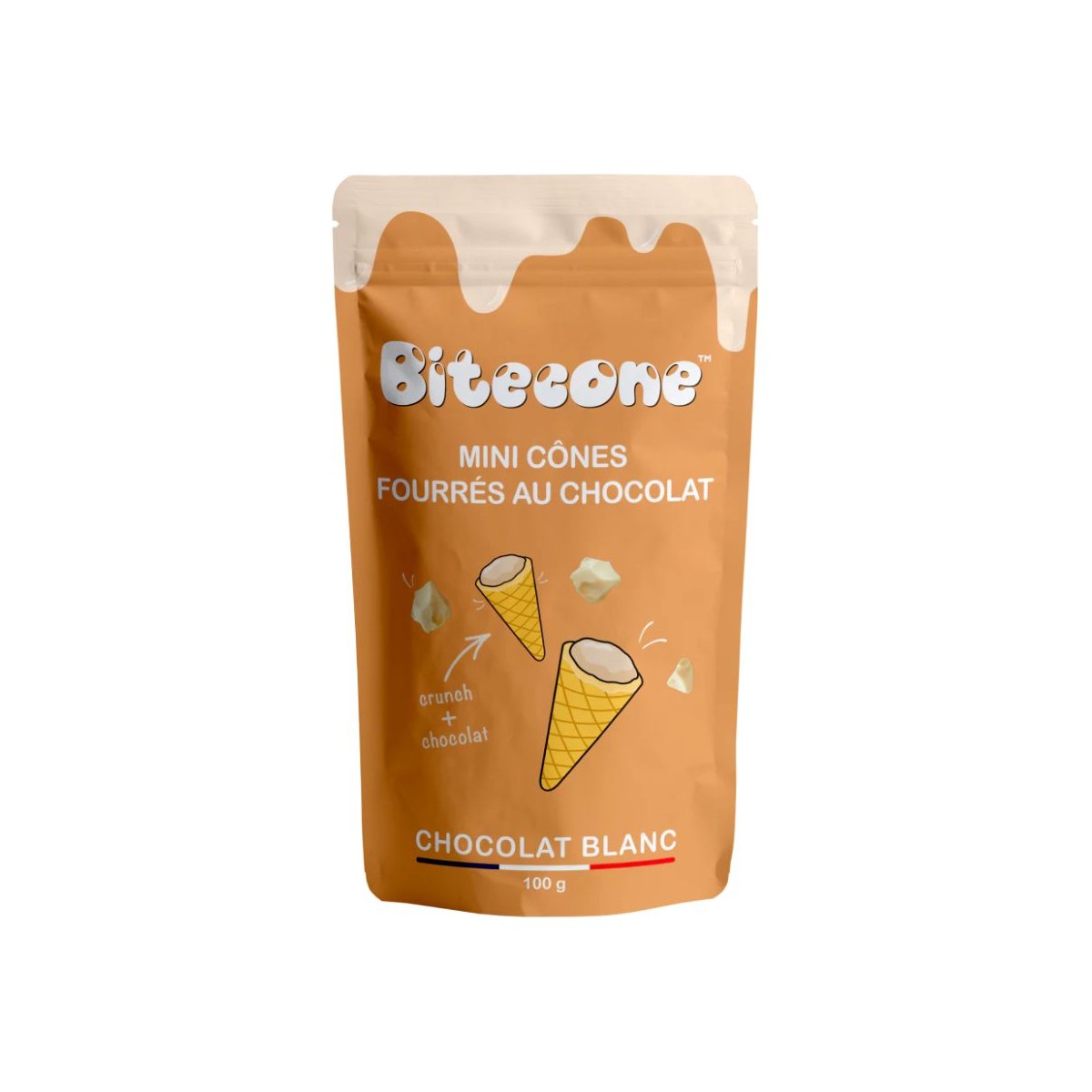 BITECONE MINI CONE FOURRE AU CHOCOLAT BLANC 30%  100GR