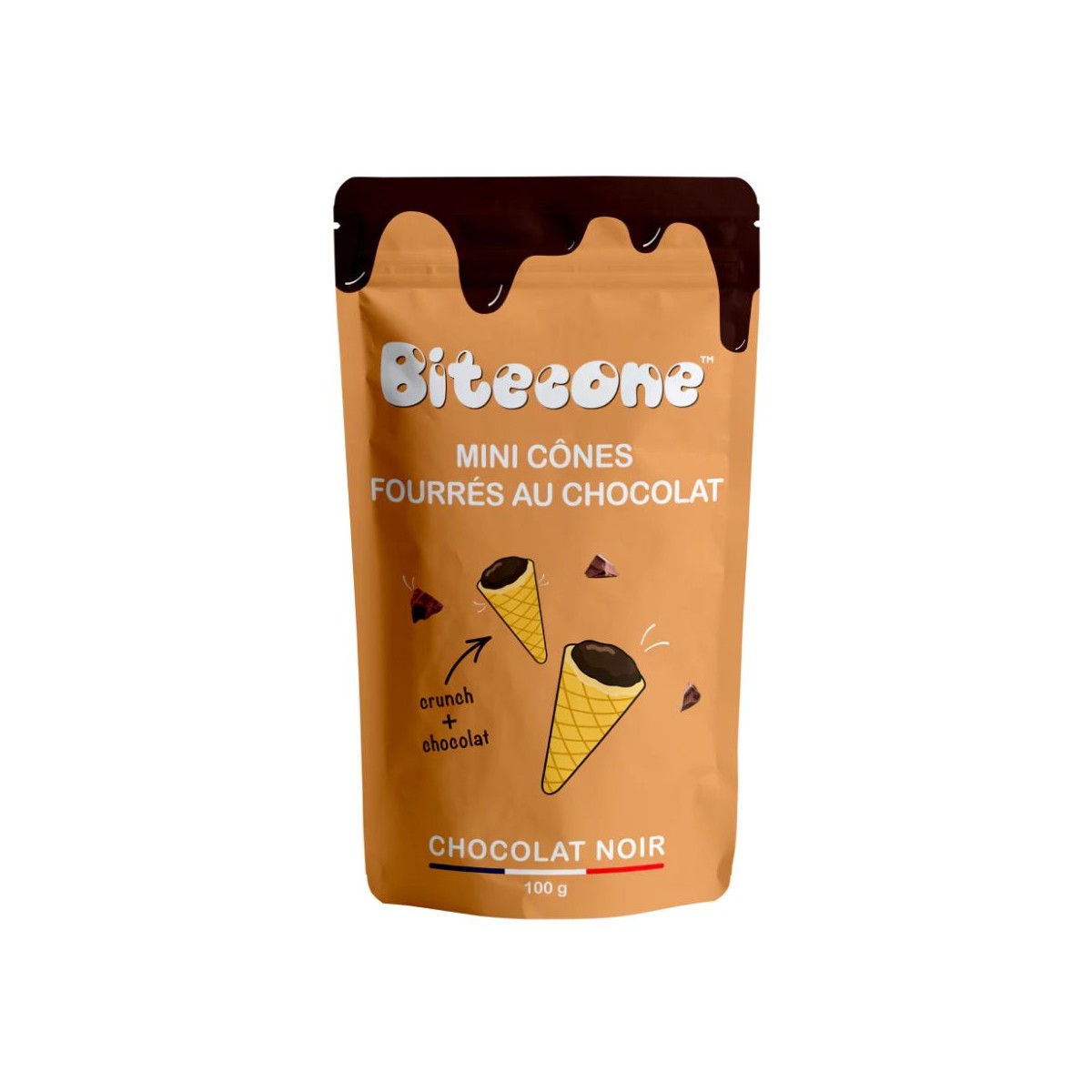 BITECONE MINI CONE FOURRE AU CHOCOLAT NOIR 50%  100GR