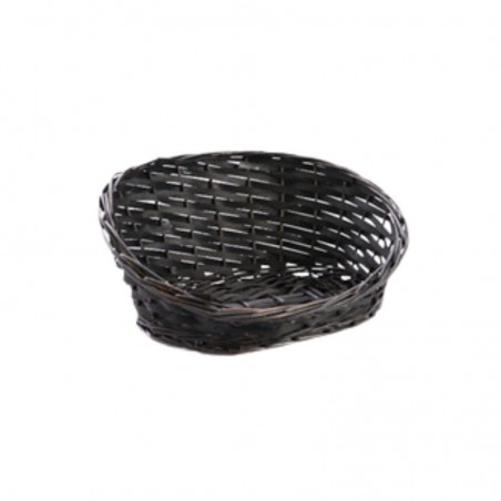 BLACK WOOD WICKER CAT BASKET 34X29XH5/15CM