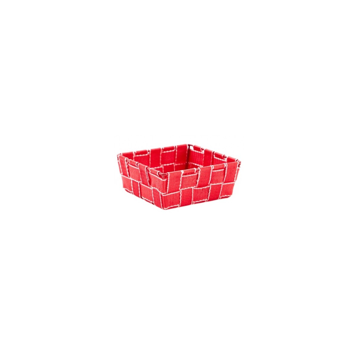 SMALL SQUARE RED STRIPED ROPE BASKET 15X15XH5.5CM