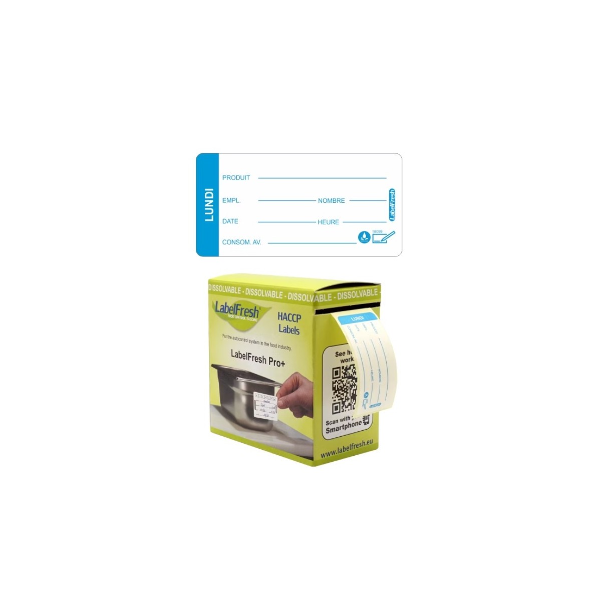 LABELFRESH PRO 250 WATEROPLOSBARE ETIKETTEN 3X6CM MAANDAG